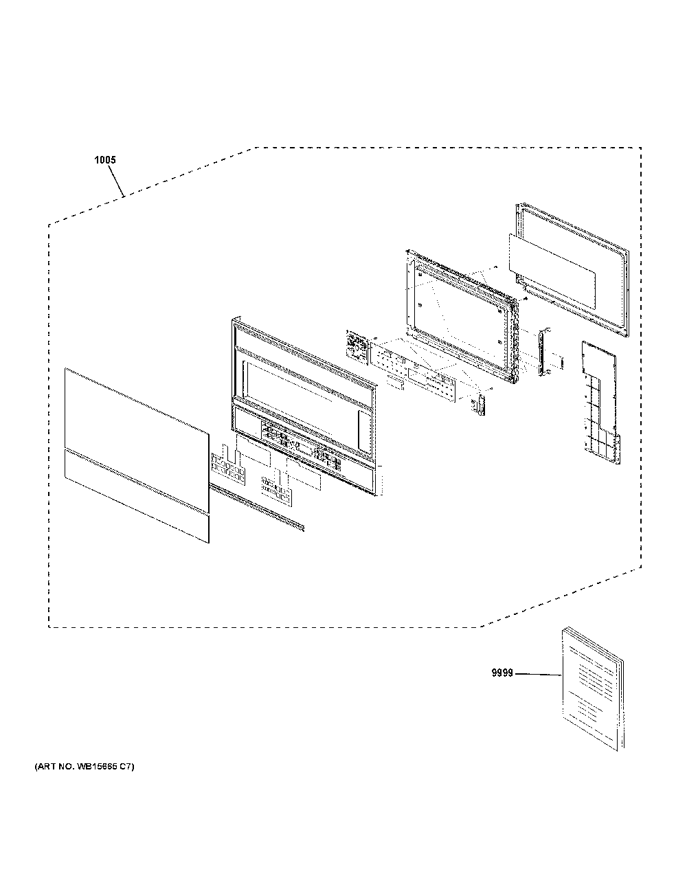 Door Parts Diagram and Parts List for CVM721M2N8S5  General Electric Microwave