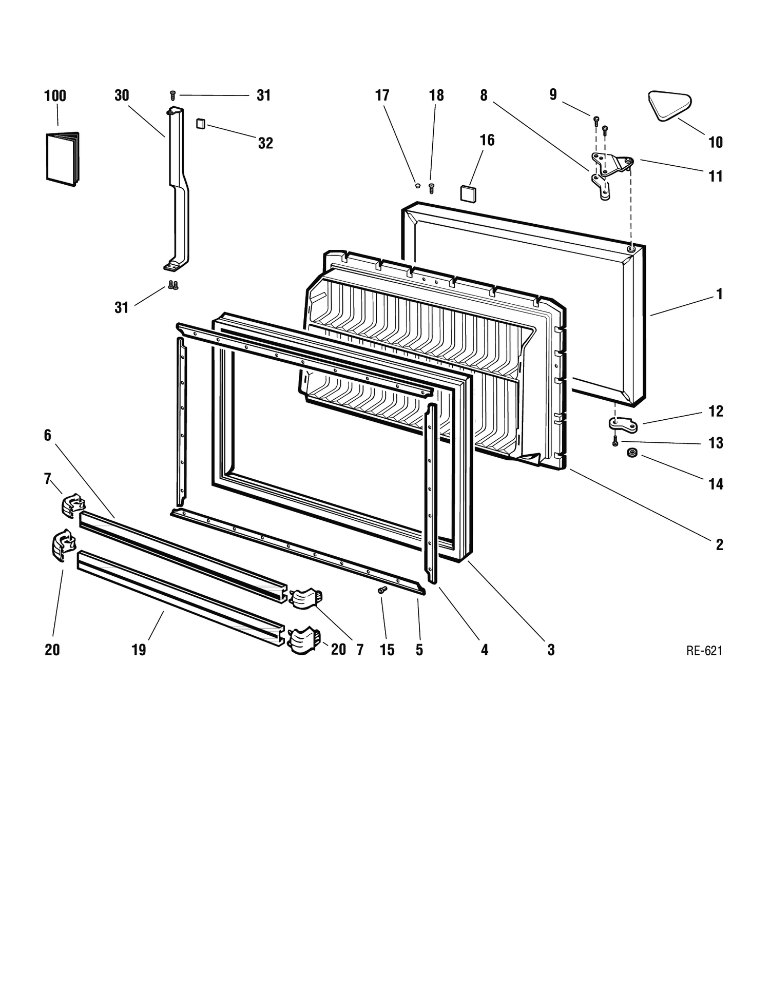 FREEZER DOOR Diagram and Parts List for LXC18JEBRC-1  General Electric Refrigerator