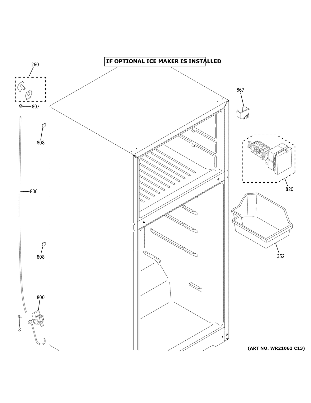 Ice Maker Diagram and Parts List for GTE17DTNGRCC  General Electric Refrigerator