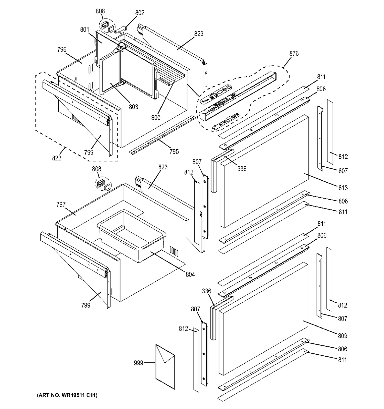 DOOR Diagram and Parts List for ZIDI240HAII  General Electric Refrigerator