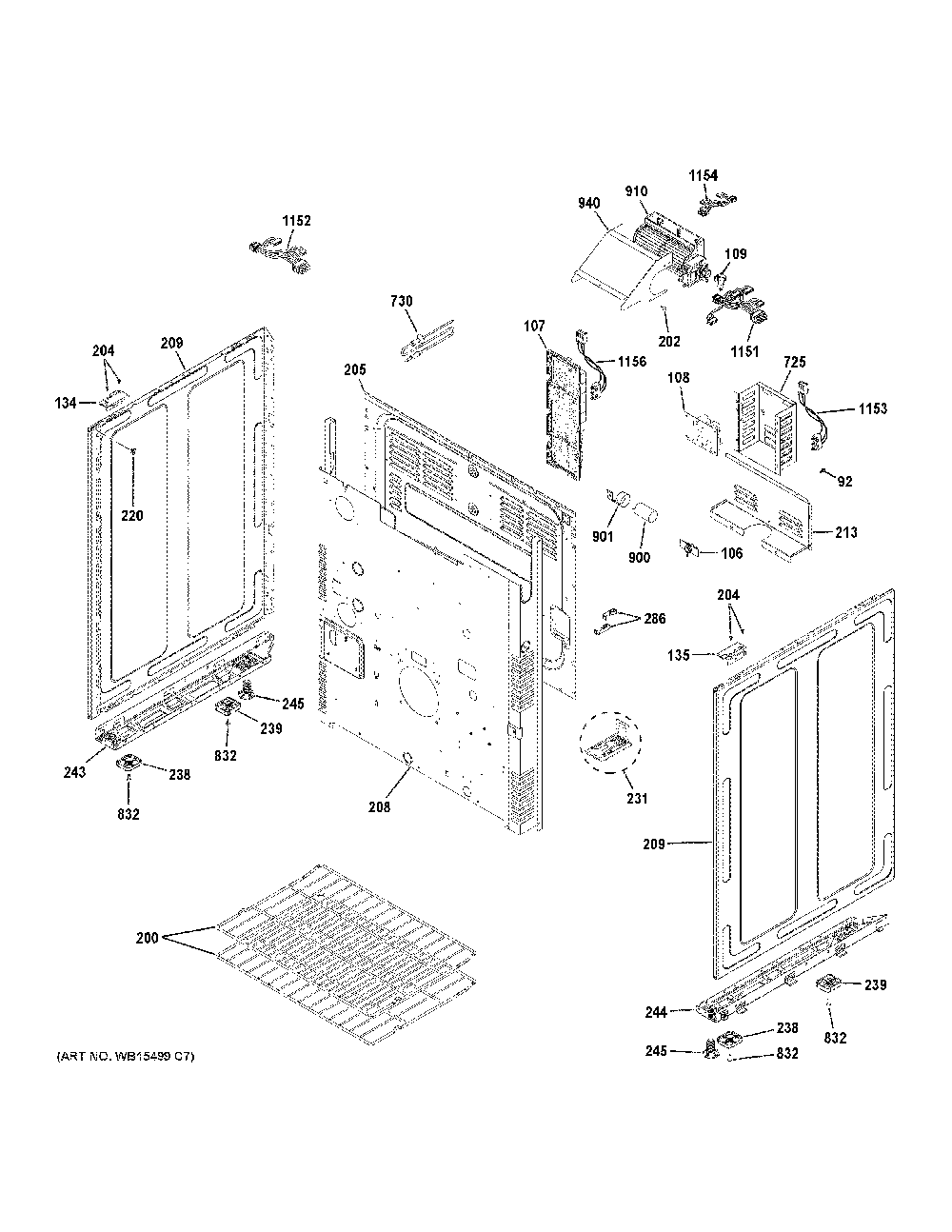 Body Parts Diagram and Parts List for C2S950P3M2D1  General Electric Range