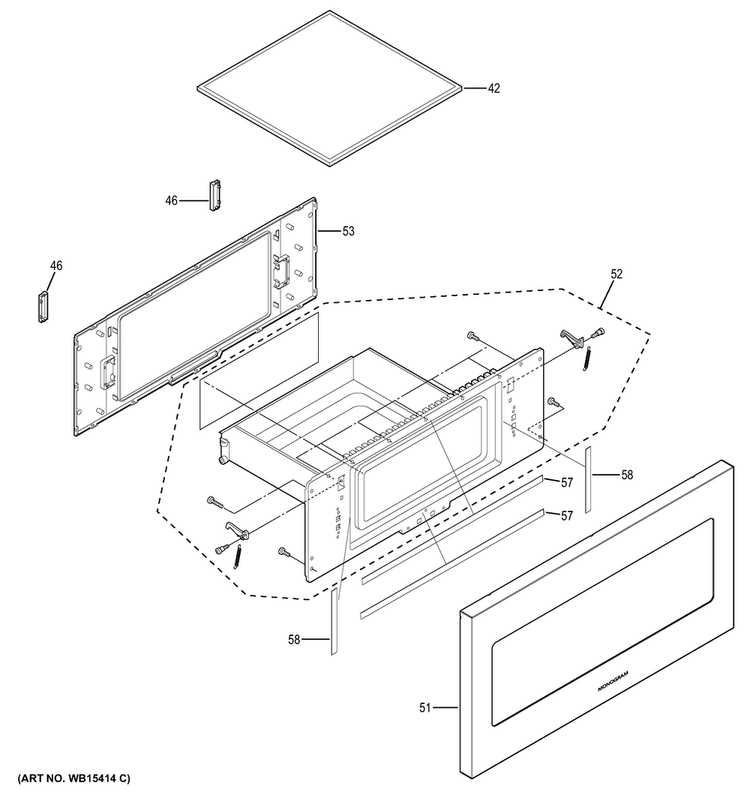 Door Parts Diagram and Parts List for ZWL1126SJ1SS  General Electric Microwave