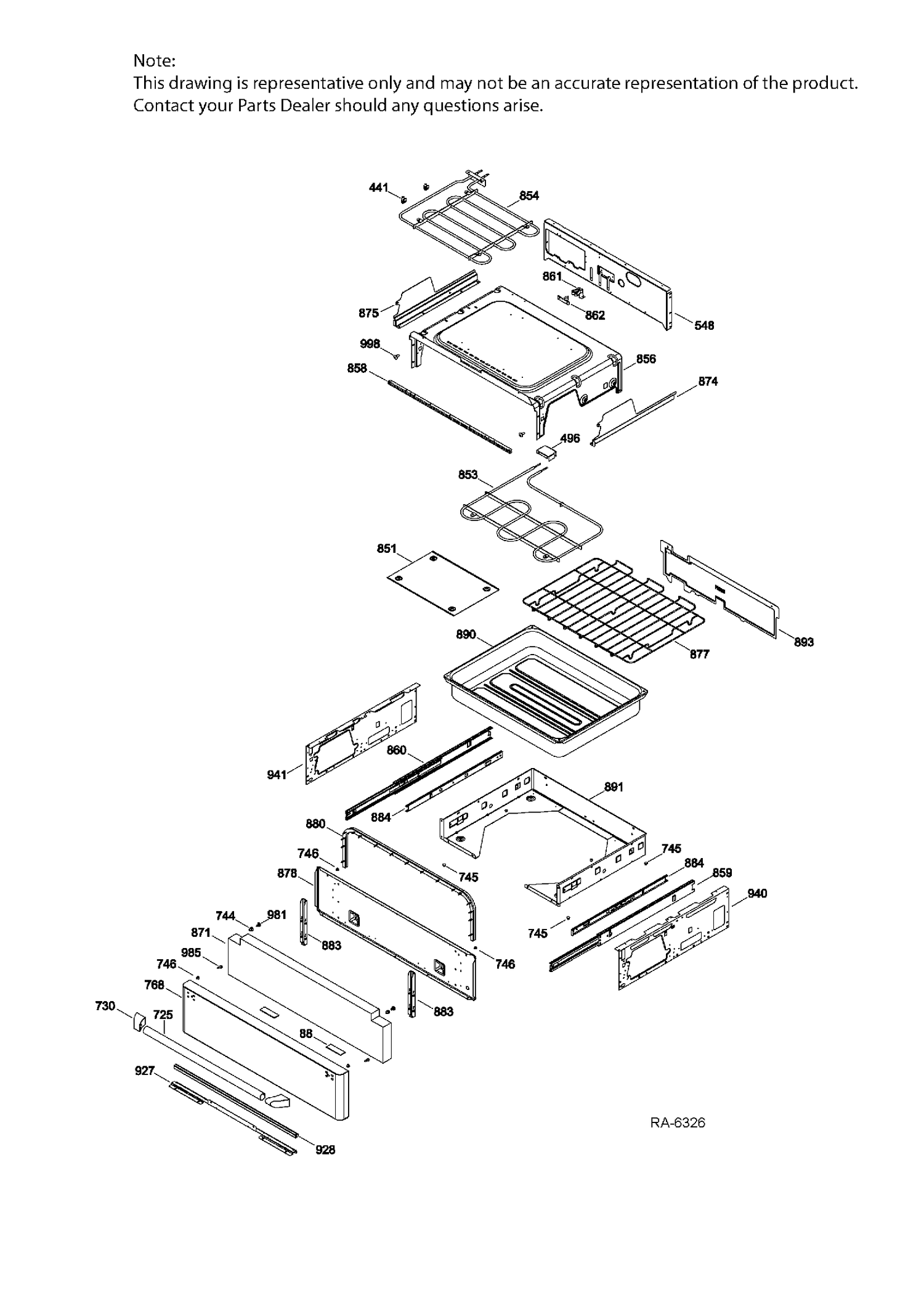 DRAWER PARTS Diagram and Parts List for CBC980ST7SS  General Electric Range