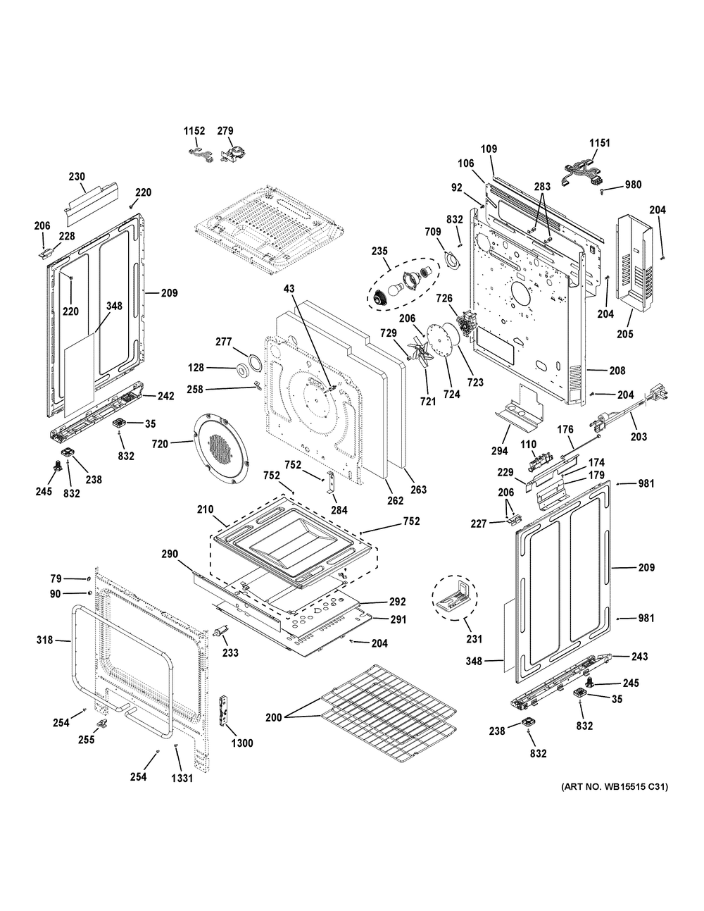 Body Parts Diagram and Parts List for JGS760FP5DS  General Electric Range