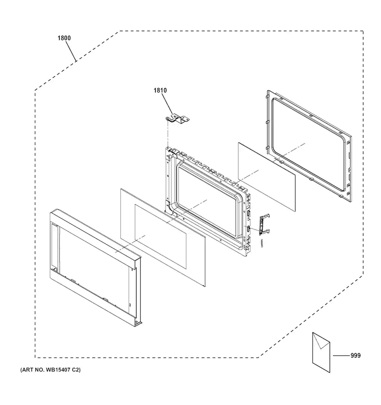 Door Parts Diagram and Parts List for JEM3072DH1WW  General Electric Microwave