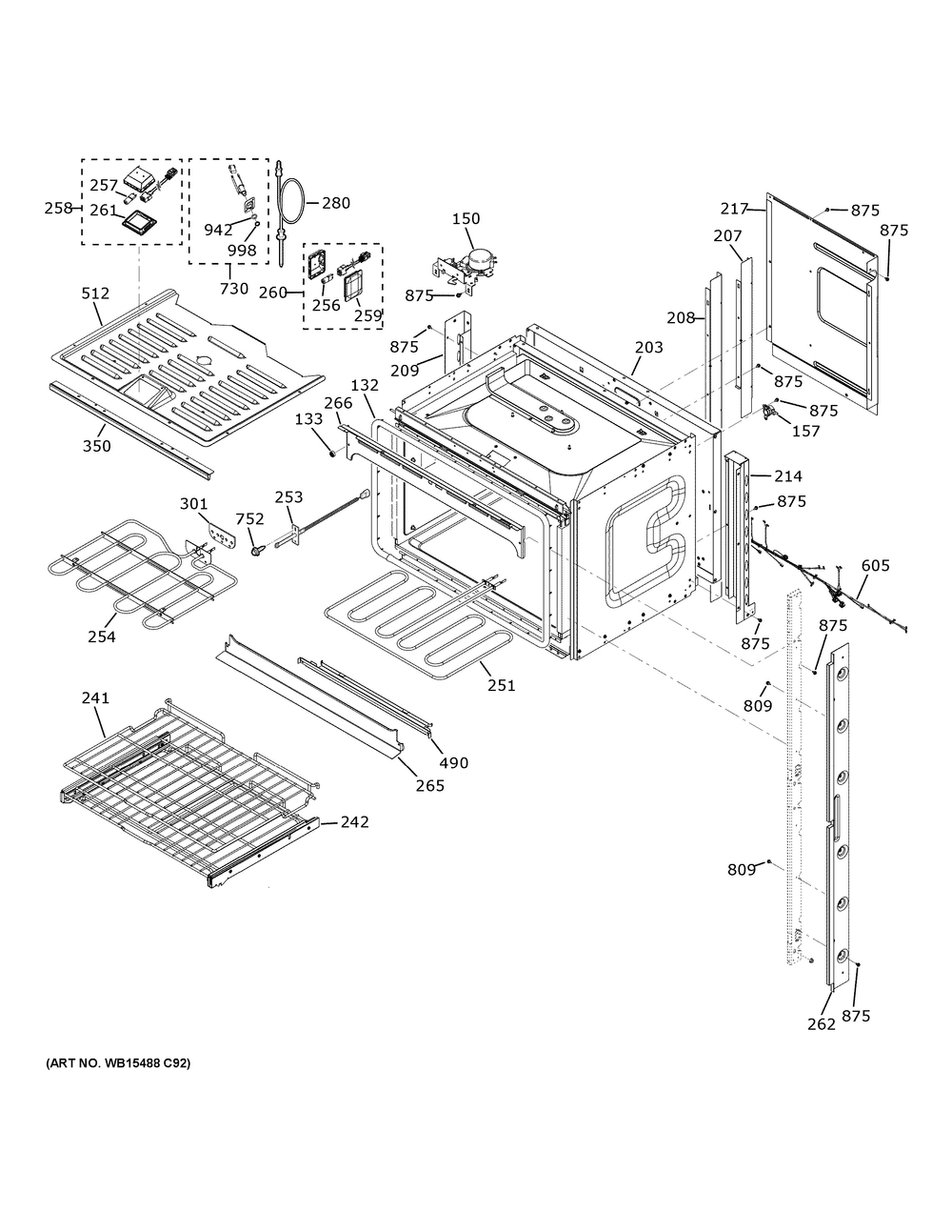 Upper Oven Diagram and Parts List for PTD7000BN6TS  General Electric Wall Oven
