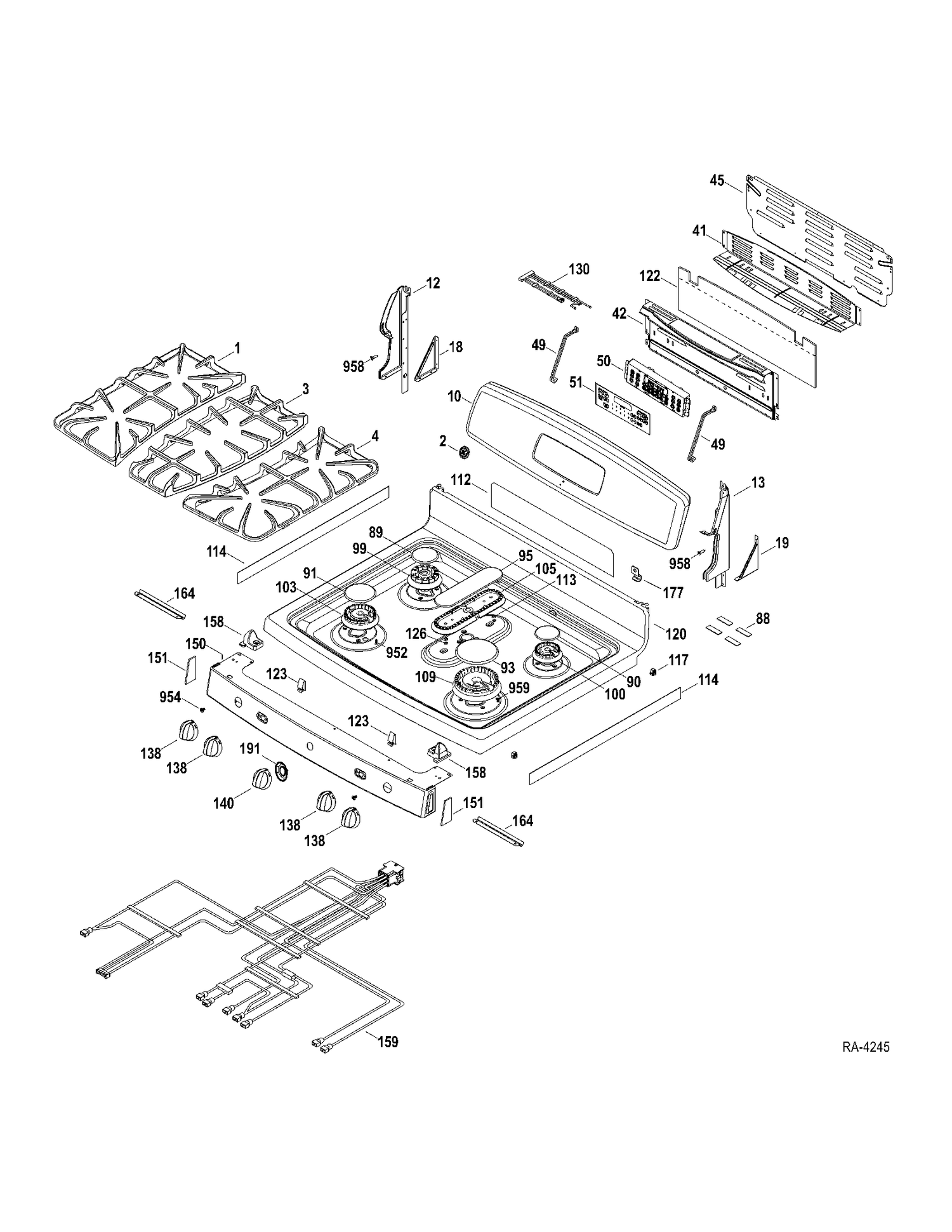 CONTROL PANEL-COOKTOP Diagram and Parts List for JCGB600DET1WW  General Electric Range