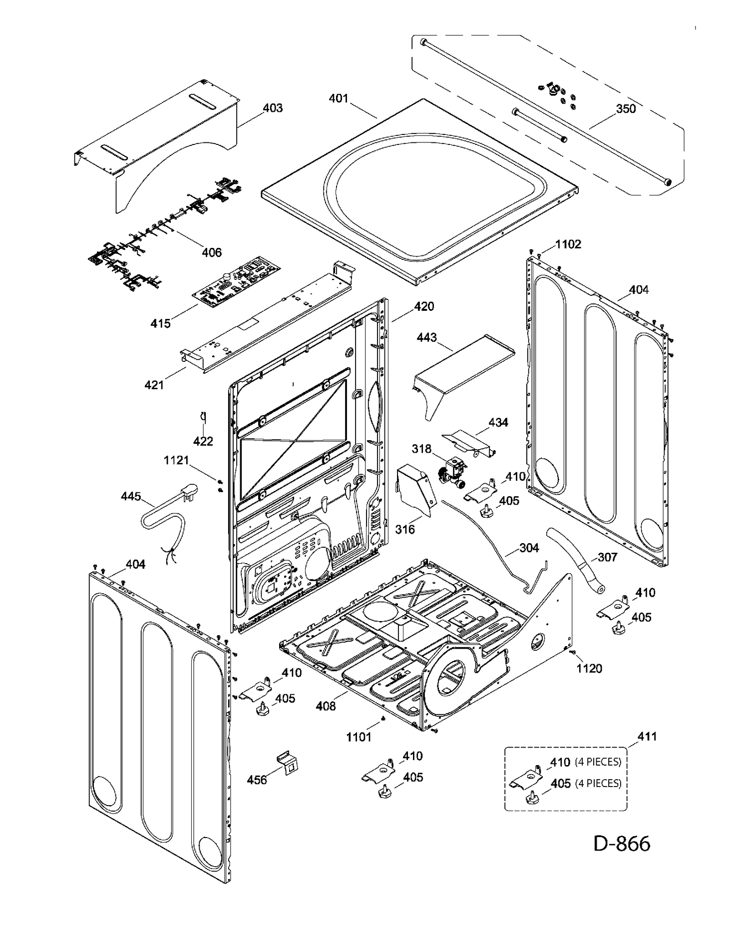 CABINET Diagram and Parts List for GFMS150GD0WW  General Electric Dryer