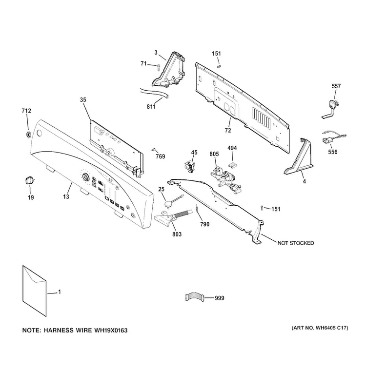 Controls & Backsplash Diagram and Parts List for GTAN5250D2WW  General Electric Washer