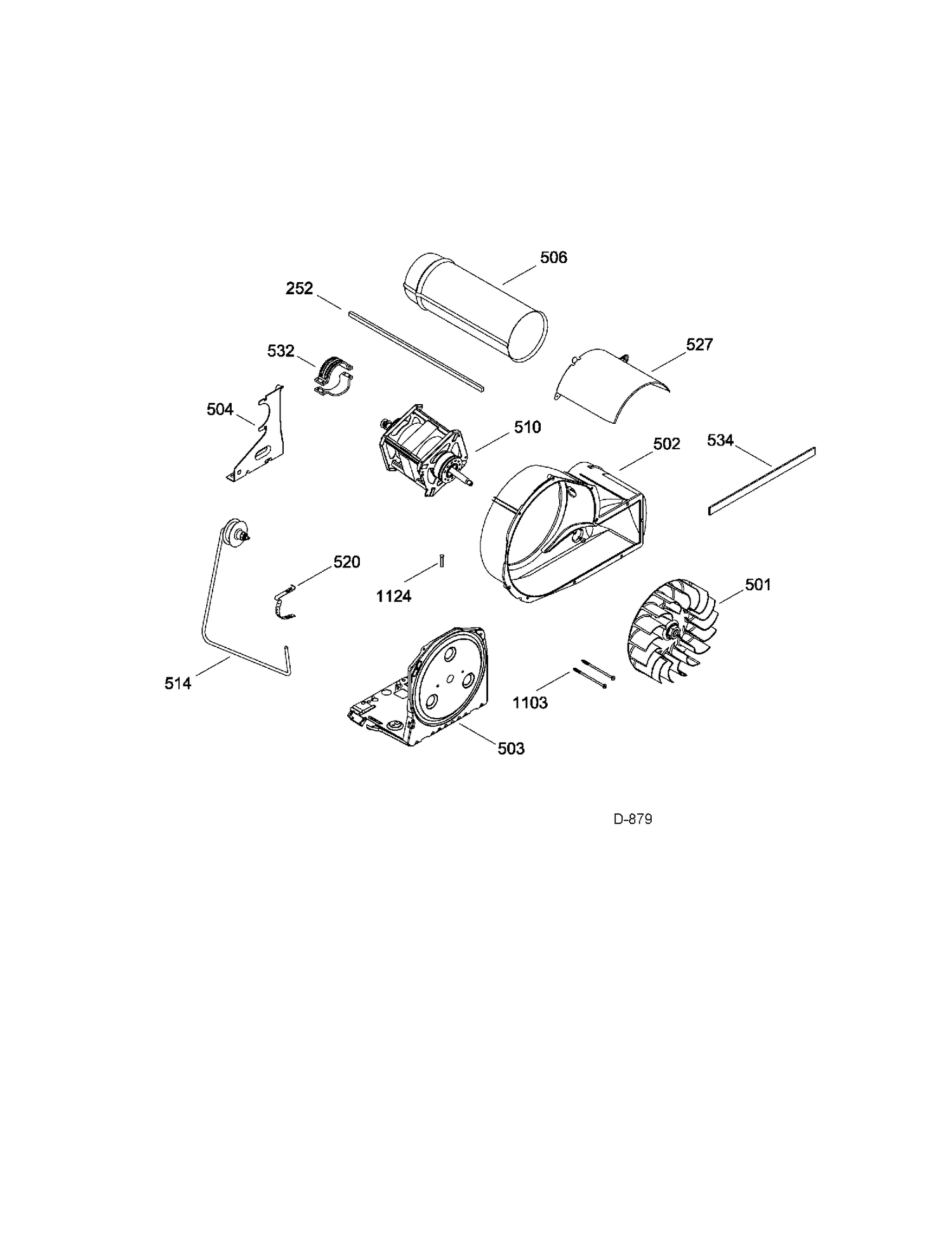 BLOWER & DRIVE Diagram and Parts List for GFMS145ED0MP  General Electric Dryer