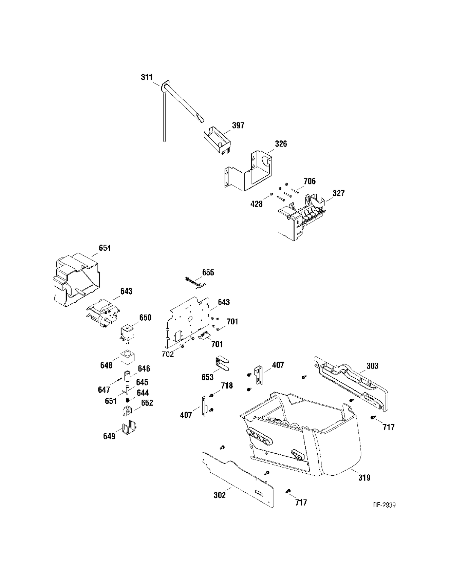 ICE MAKER Diagram and Parts List for GSR23KSWASS  General Electric Refrigerator