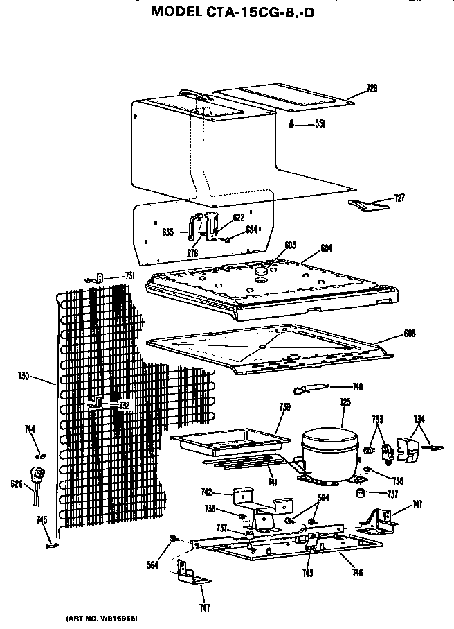 Unit Parts Diagram and Parts List for CTA15CGBLAD  Hotpoint Refrigerator