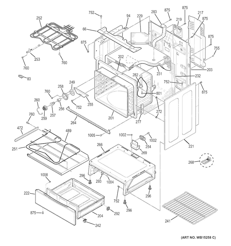 Body Parts Diagram and Parts List for JB650DF2WW  General Electric Range