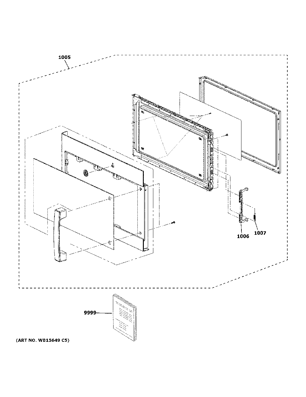 Door parts Diagram and Parts List for JVM7195FL5DS  General Electric Microwave