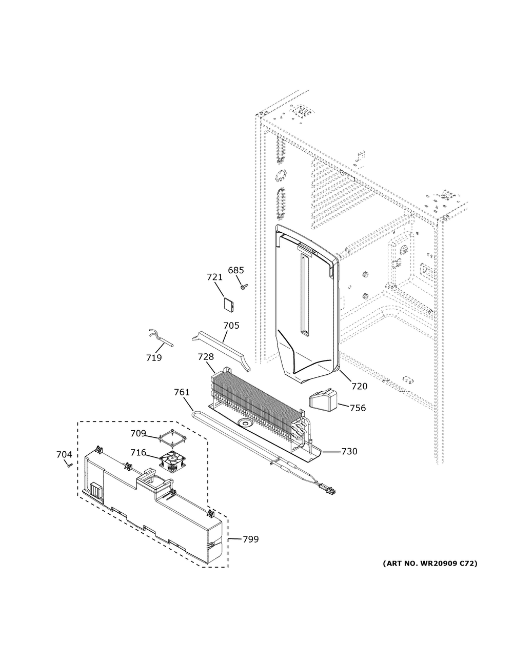 Fresh Food Section Diagram and Parts List for GWE23GYNIFS  General Electric Refrigerator
