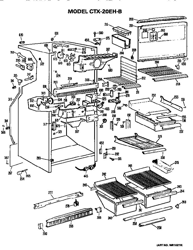 Cabinet Parts Diagram and Parts List for CTX20EHB  Hotpoint Refrigerator