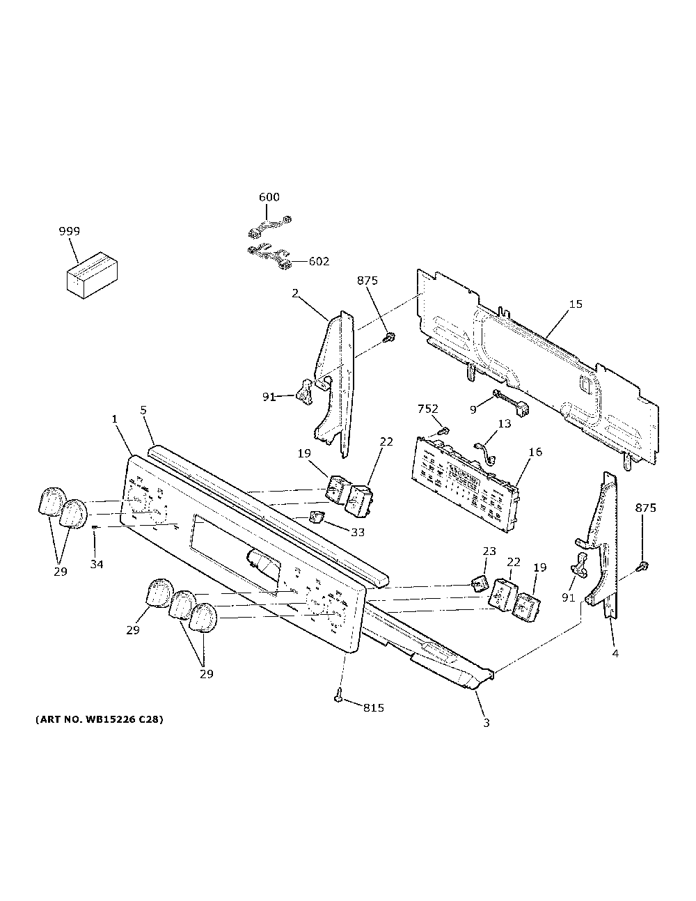 Control Panel Diagram and Parts List for JBS86SP2SS  General Electric Range