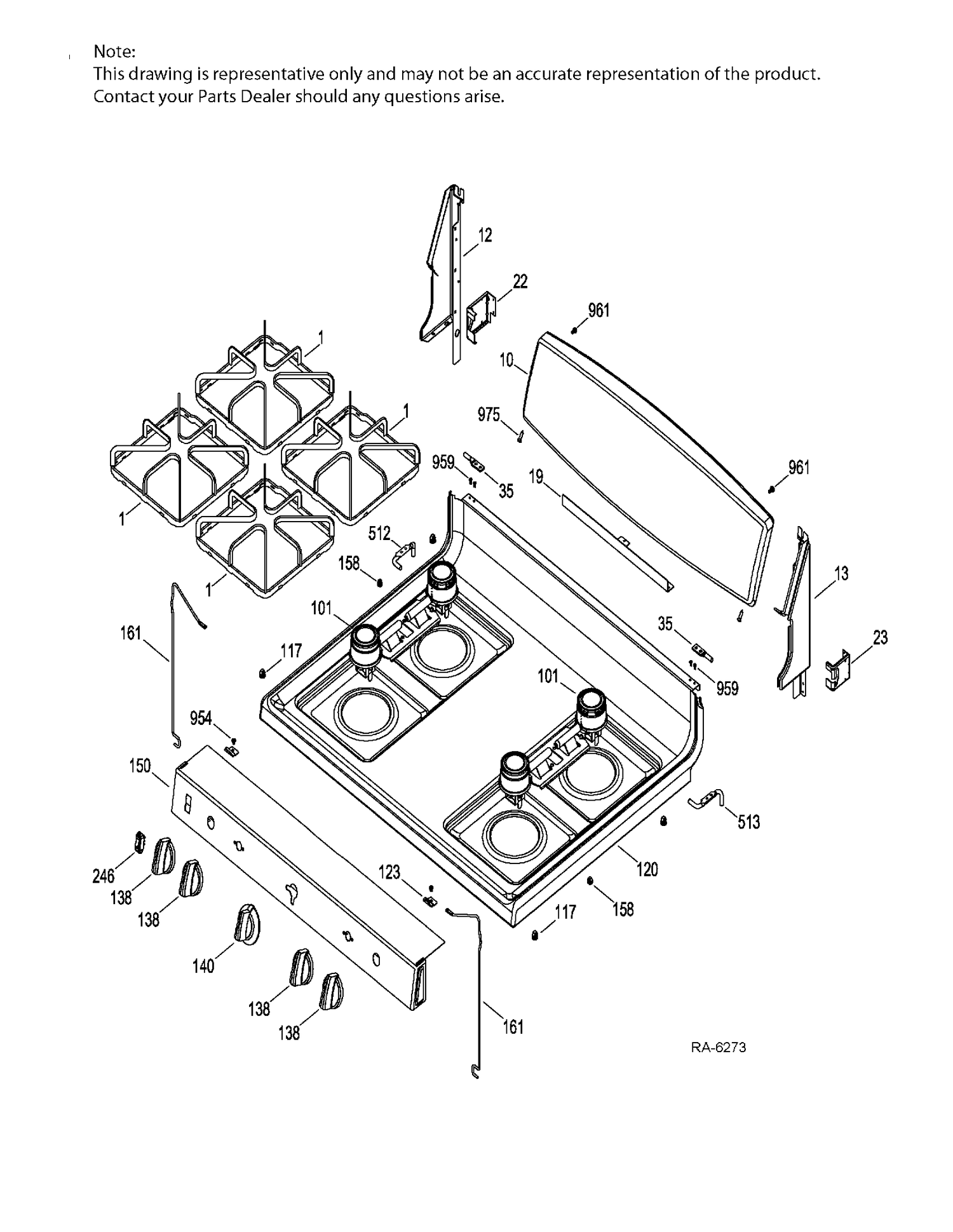CONTROL PANEL & COOKTOP Diagram and Parts List for JCGBS10DEK1WW  General Electric Range