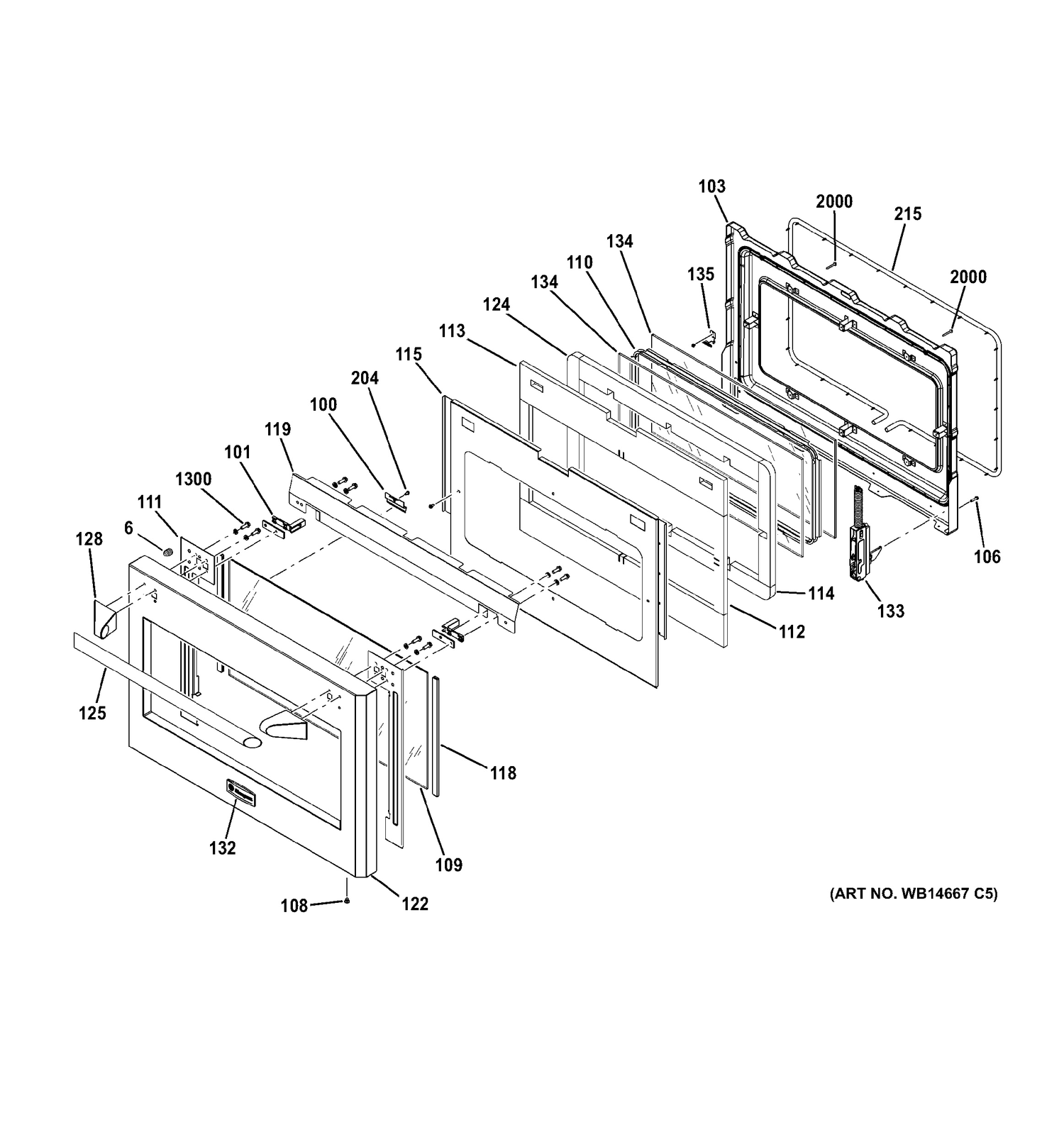 DOOR Diagram and Parts List for ZGP304LR4SS  General Electric Range