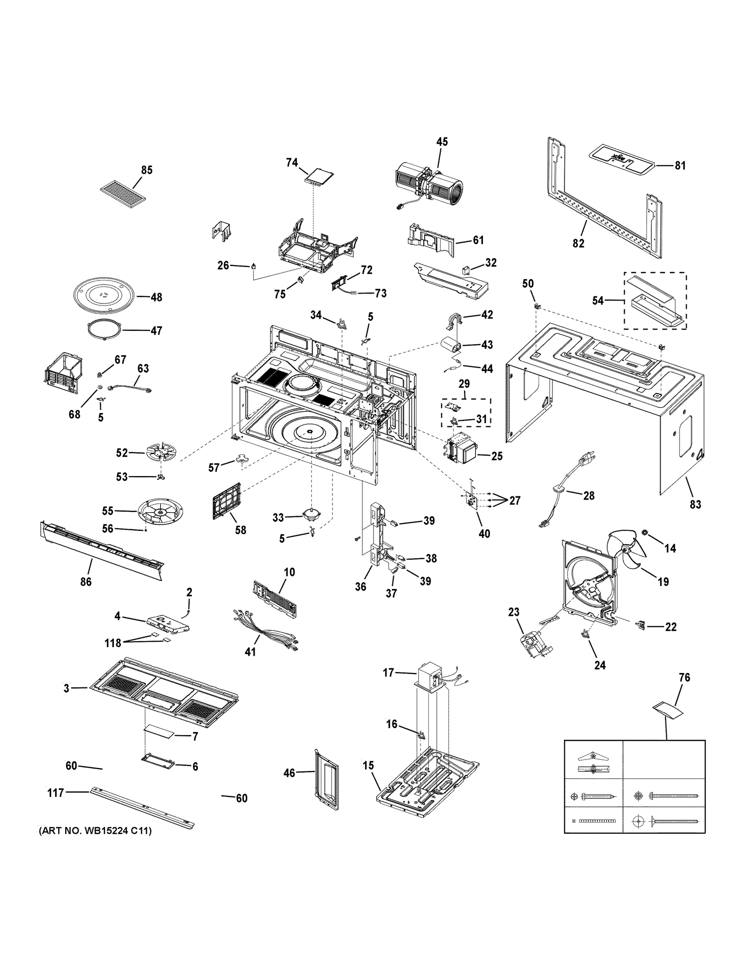 OVEN CAVITY PARTS Diagram and Parts List for CVM9215SL1SS  General Electric Range