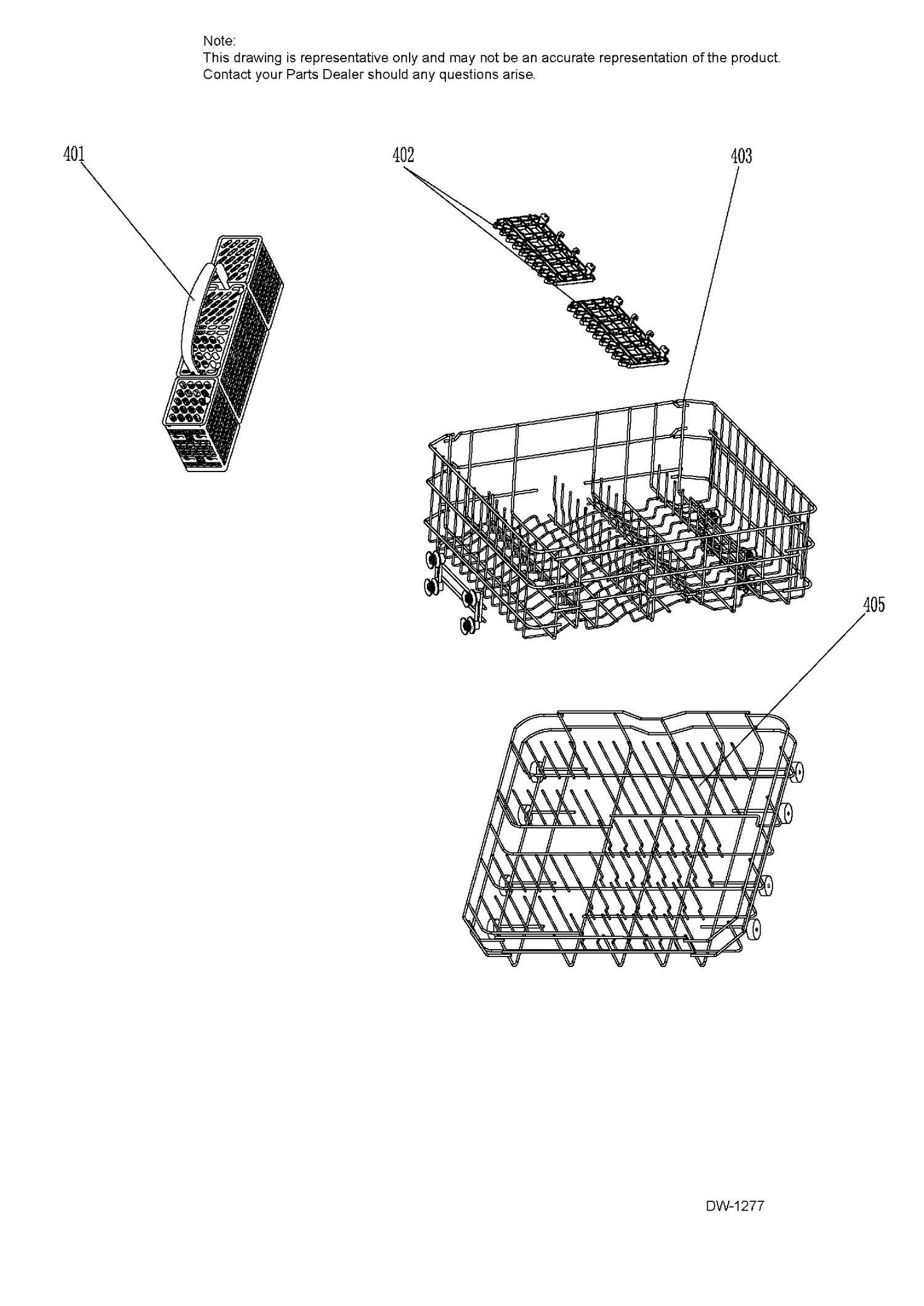 RACKS ASM Diagram and Parts List for GDWF400V01BB  General Electric Dishwasher