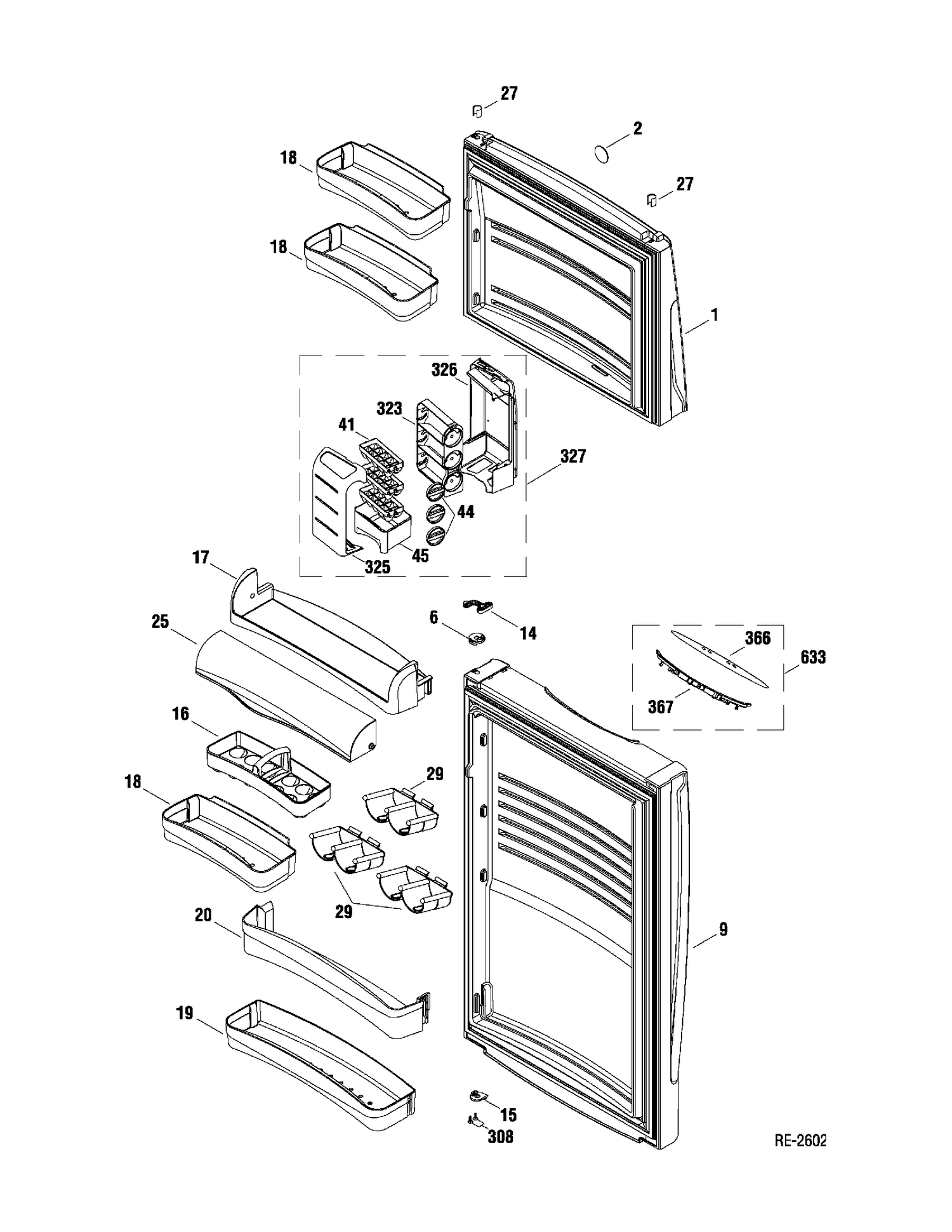 DOOR PARTS Diagram and Parts List for GTM14YETATR  General Electric Refrigerator