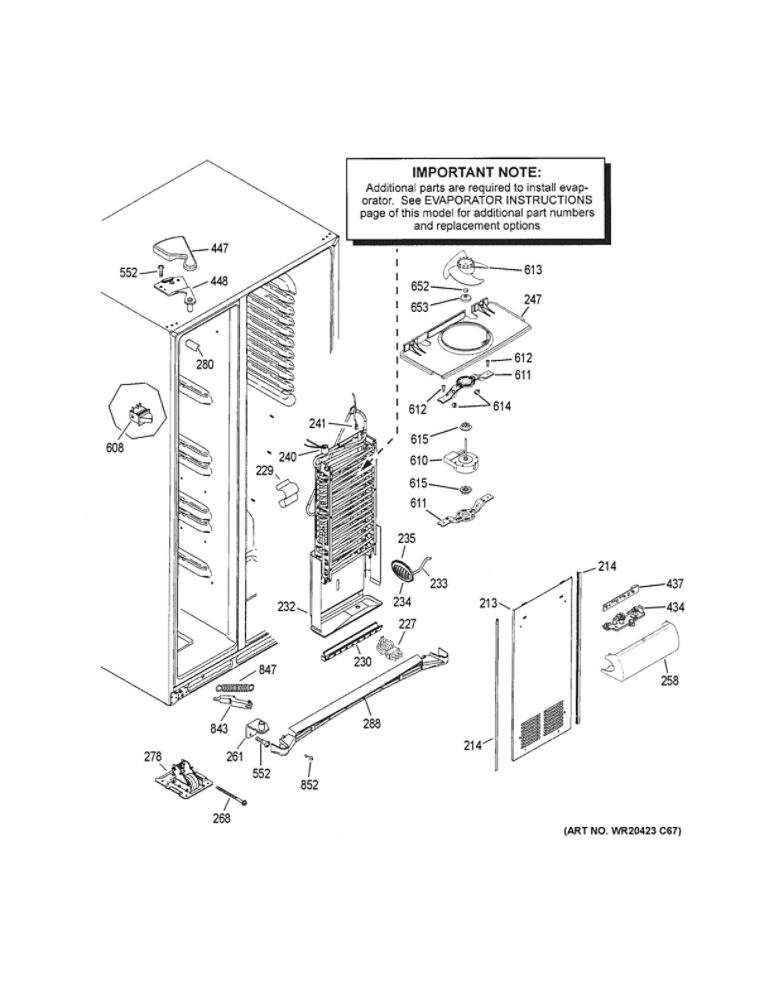 Freezer Section Diagram and Parts List for GSE25GGHJCBB  General Electric Refrigerator
