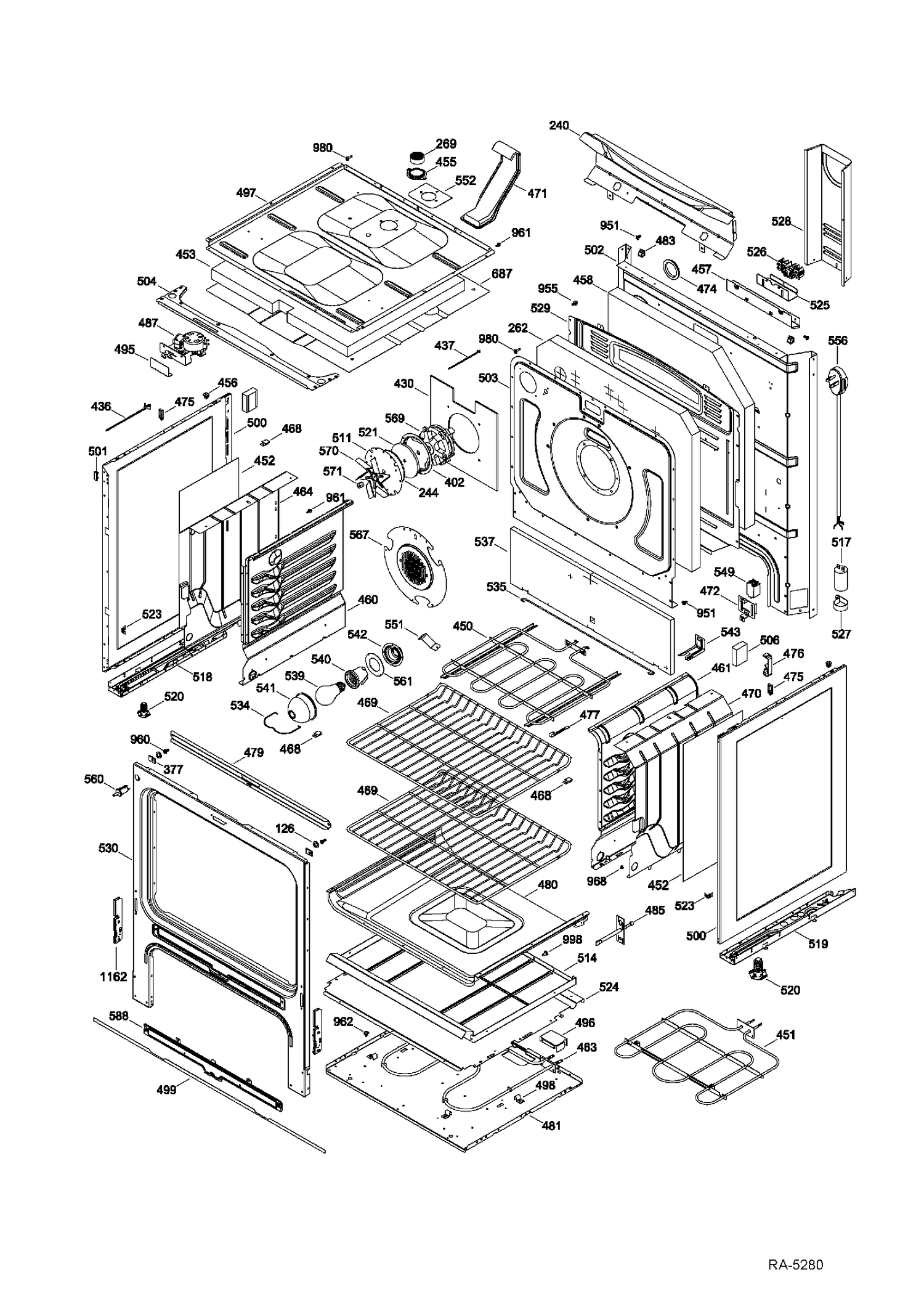 BODY PARTS Diagram and Parts List for JCB840EF1ES  General Electric Range