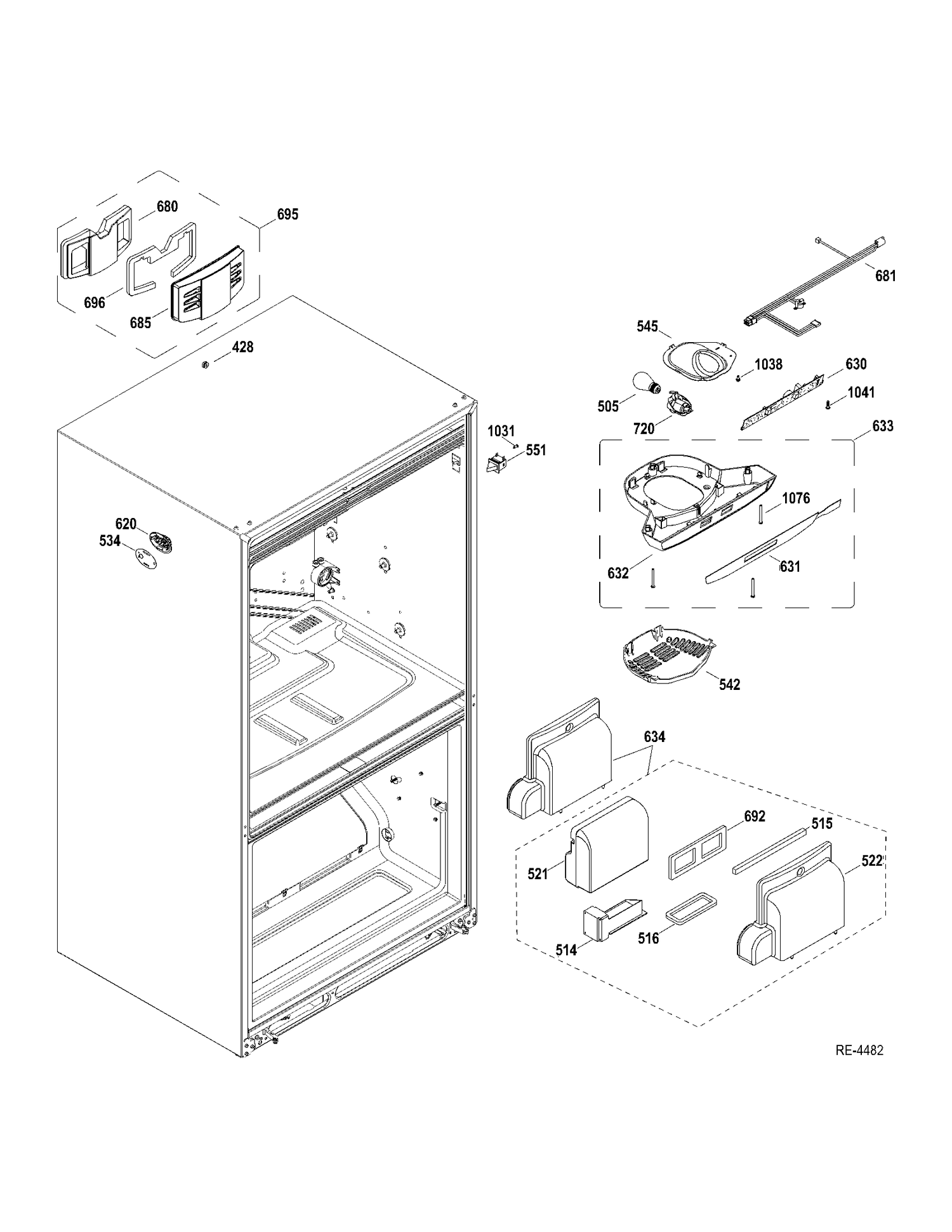 FF SECTION Diagram and Parts List for PDRS0MBYERSS  General Electric Refrigerator