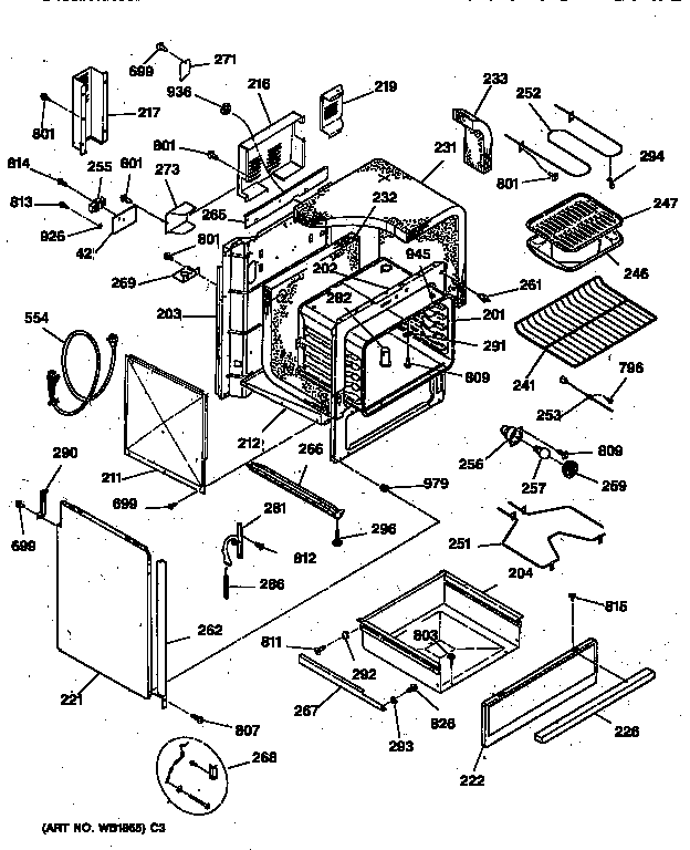 Body Parts Diagram and Parts List for JSP28GV2BB  General Electric Range