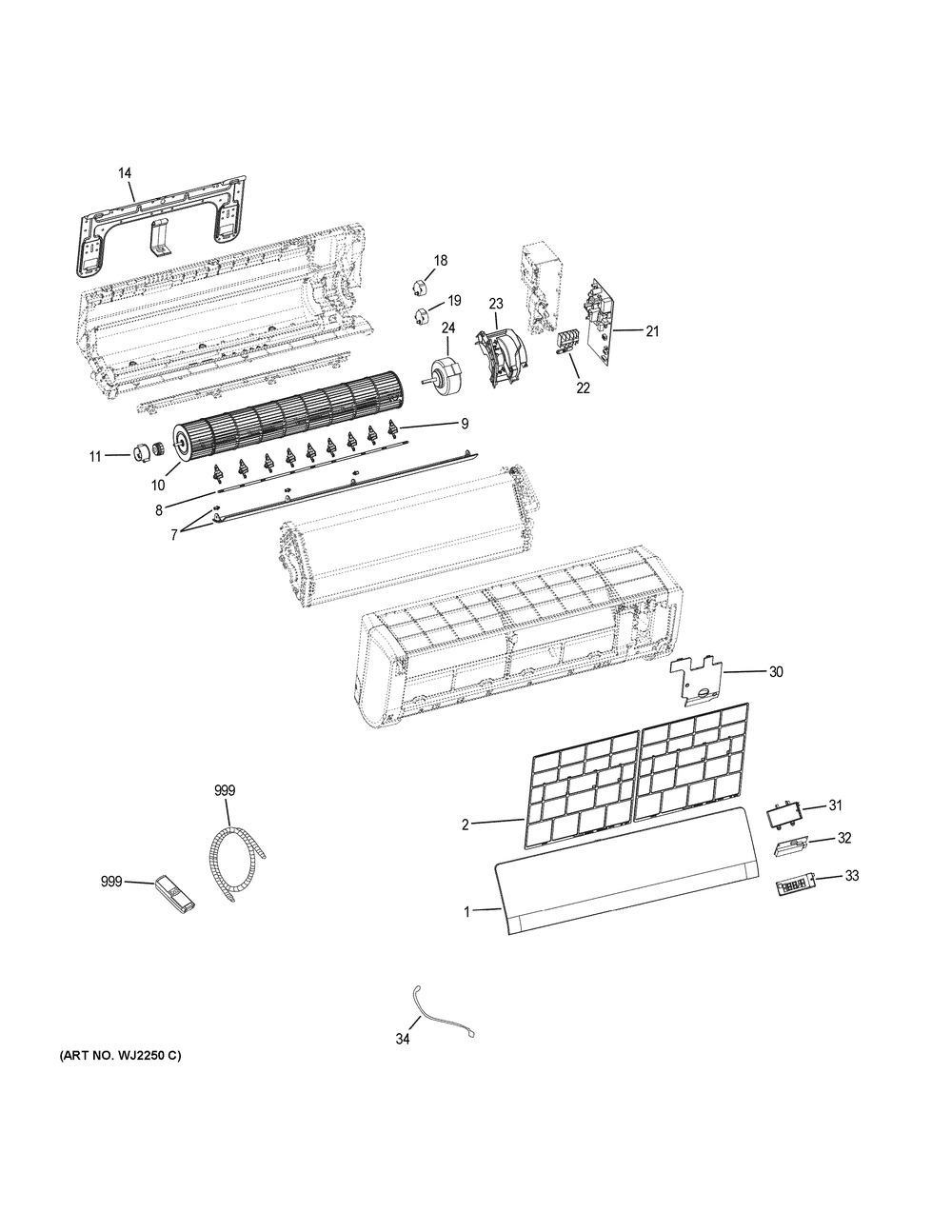 Optional Accessories Diagram and Parts List for AW12EH2VHA  General Electric Air Conditioner