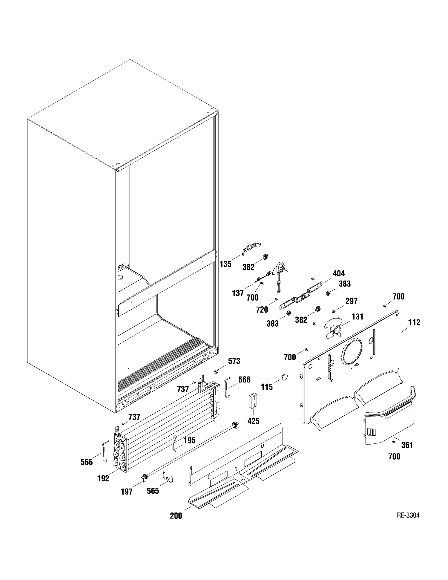 FZ SECTION Diagram and Parts List for GBRC0GAXARWW  General Electric Refrigerator