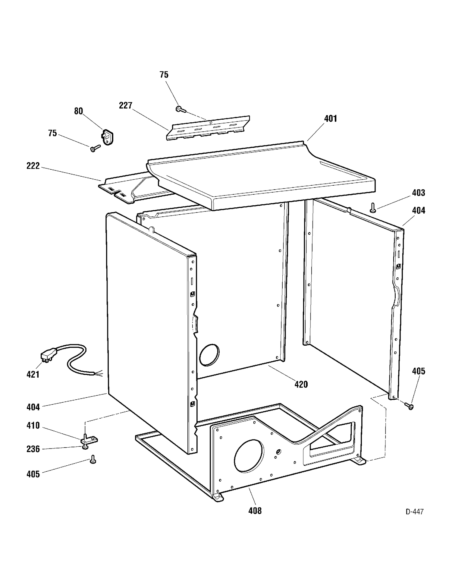 CABINET Diagram and Parts List for BBXR473EH0WW  General Electric Dryer