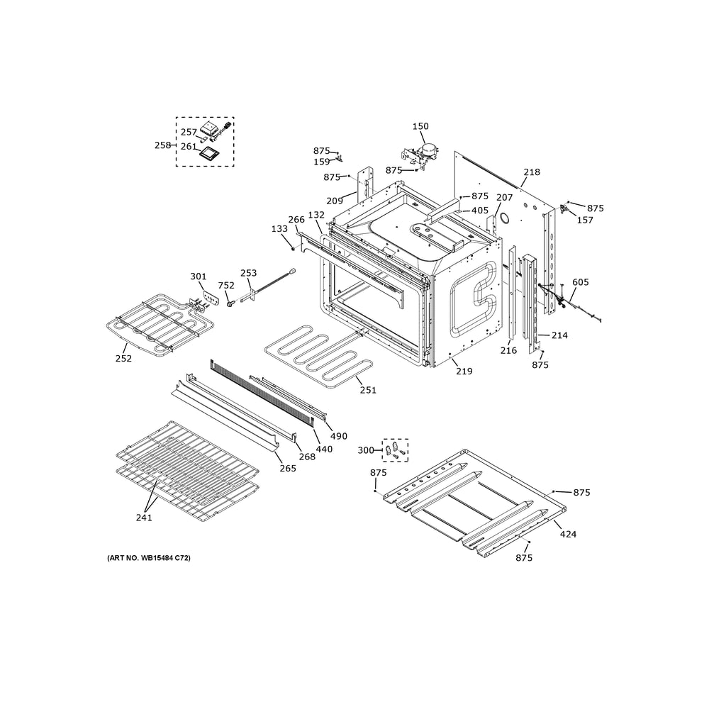 Lower Oven Diagram and Parts List for JKD5000DV2BB  General Electric Wall Oven