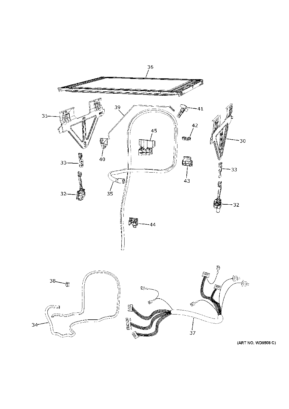 Lid Link And Components Diagram and Parts List for CDD420P2T0S1  General Electric Dishwasher