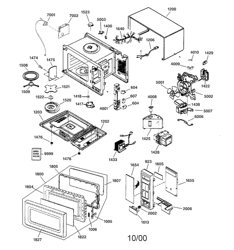 Microwave Diagram and Parts List for JE1860WB001  General Electric Microwave