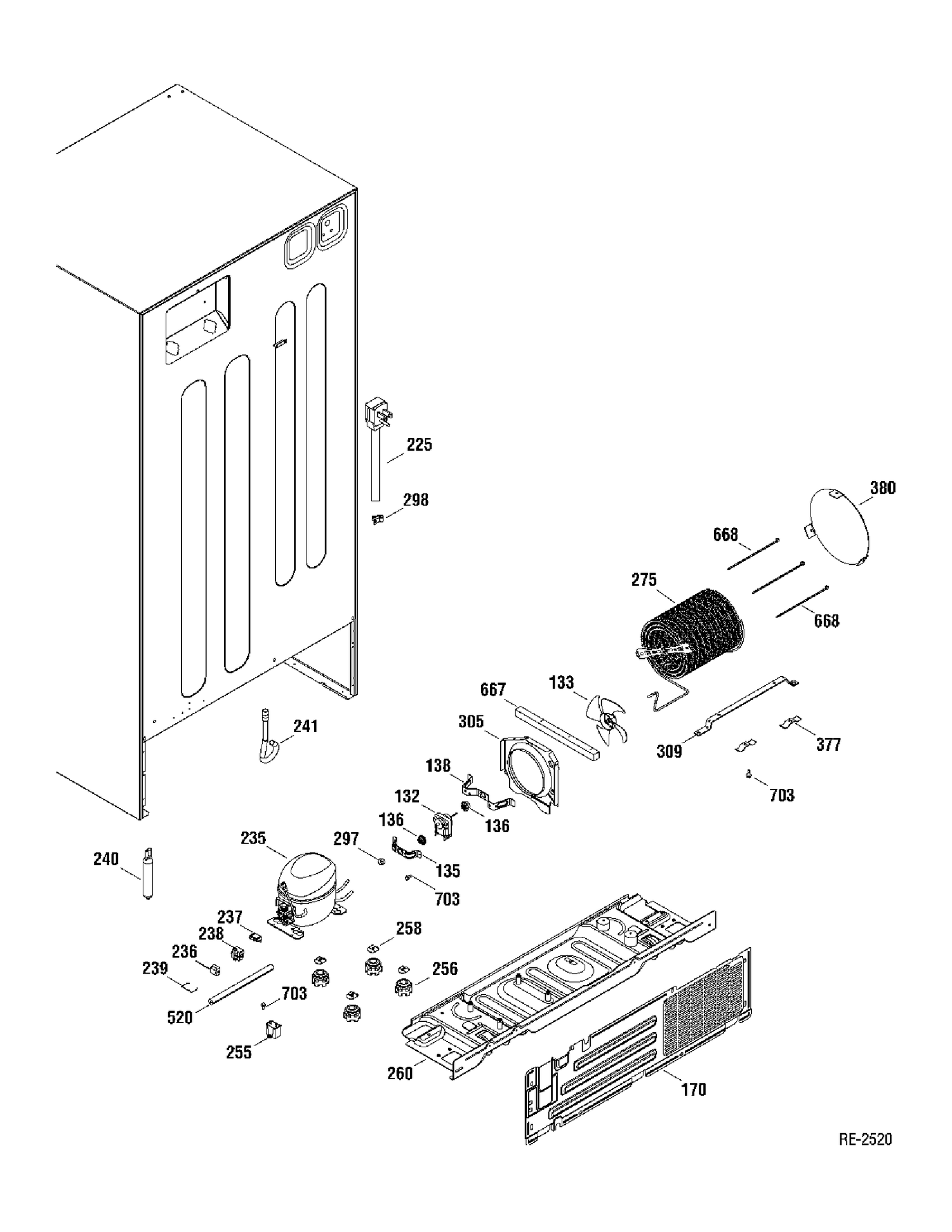 SEALED SYSTEM Diagram and Parts List for GTR22HBTARWW  General Electric Refrigerator