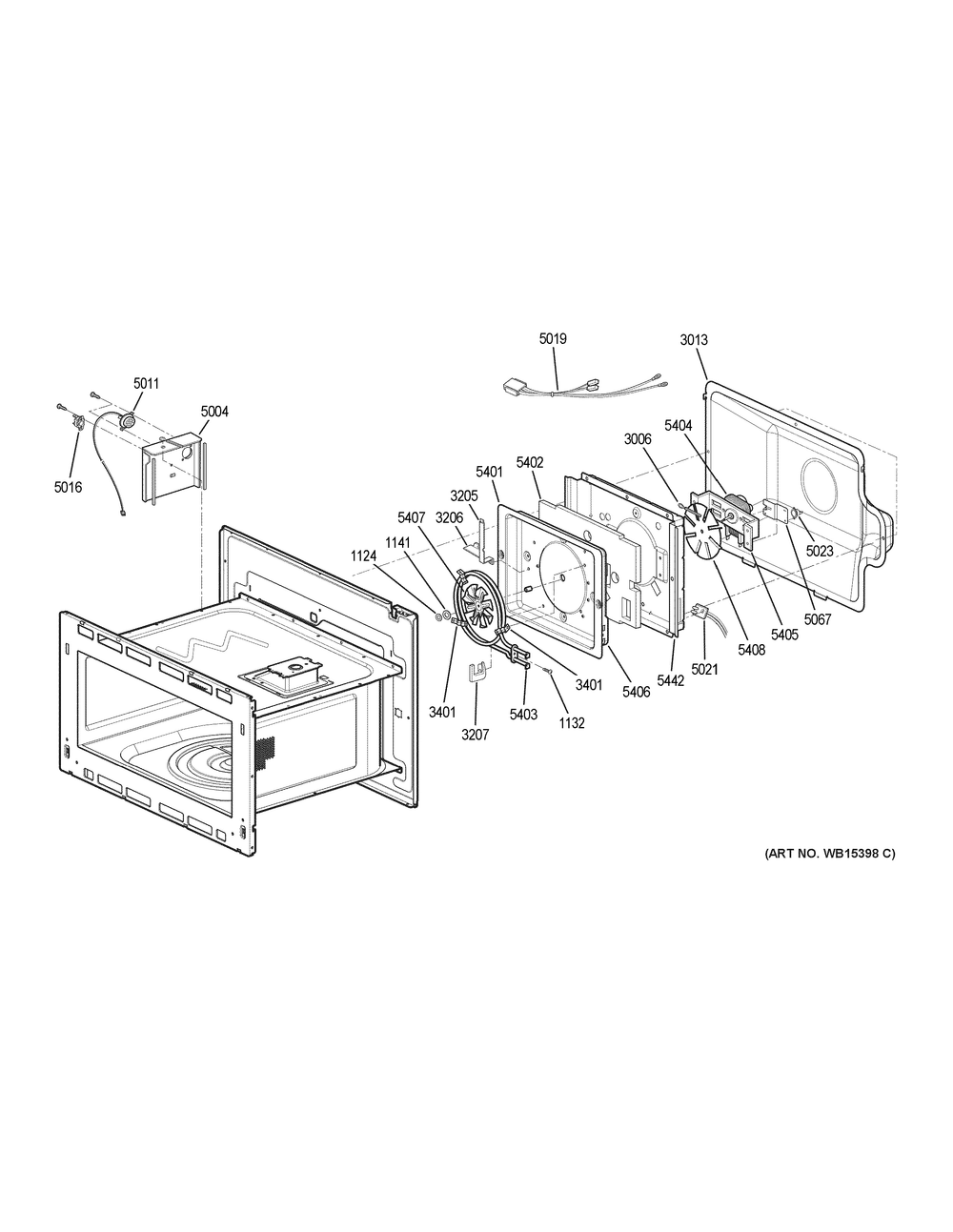 Interior Parts Diagram and Parts List for PK7800SK8SS  General Electric Wall Oven