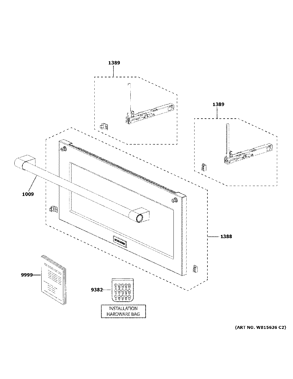 Door parts Diagram and Parts List for ZSB9232N2SS  General Electric Microwave