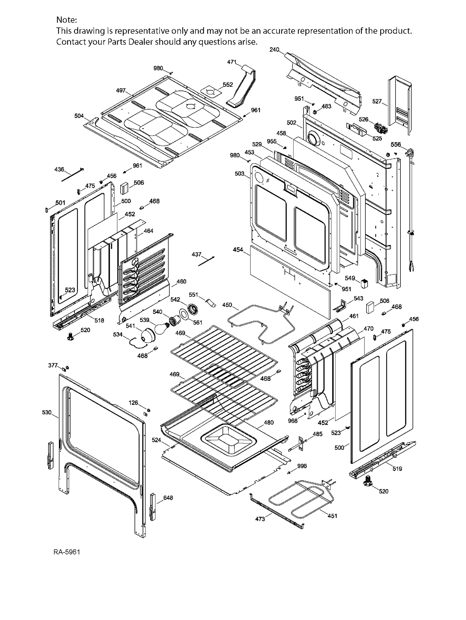 BODY PARTS Diagram and Parts List for JCBS630DF2WW  General Electric Range