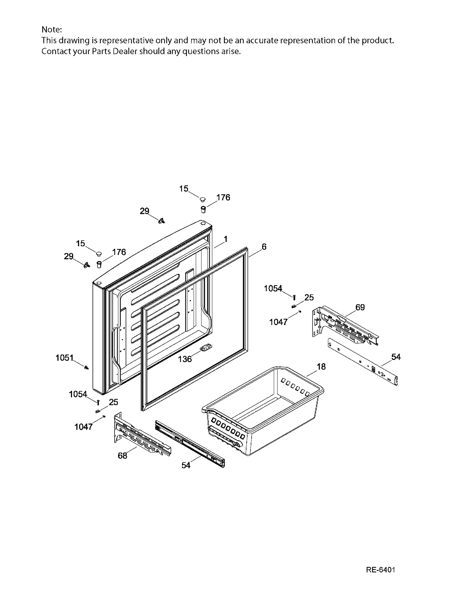 FZ DOOR Diagram and Parts List for GDE21DGKAKBB  General Electric Refrigerator
