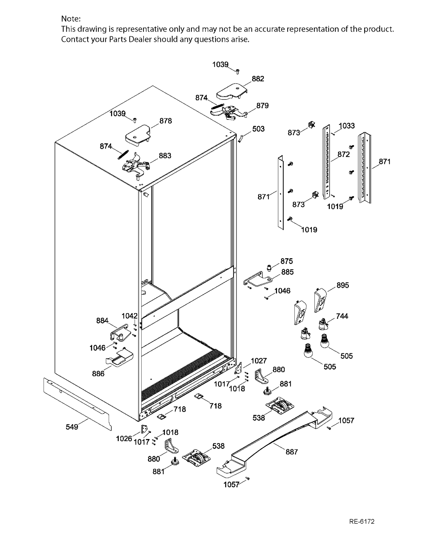 HINGE PARTS Diagram and Parts List for PNR22LGEBFWW  General Electric Refrigerator