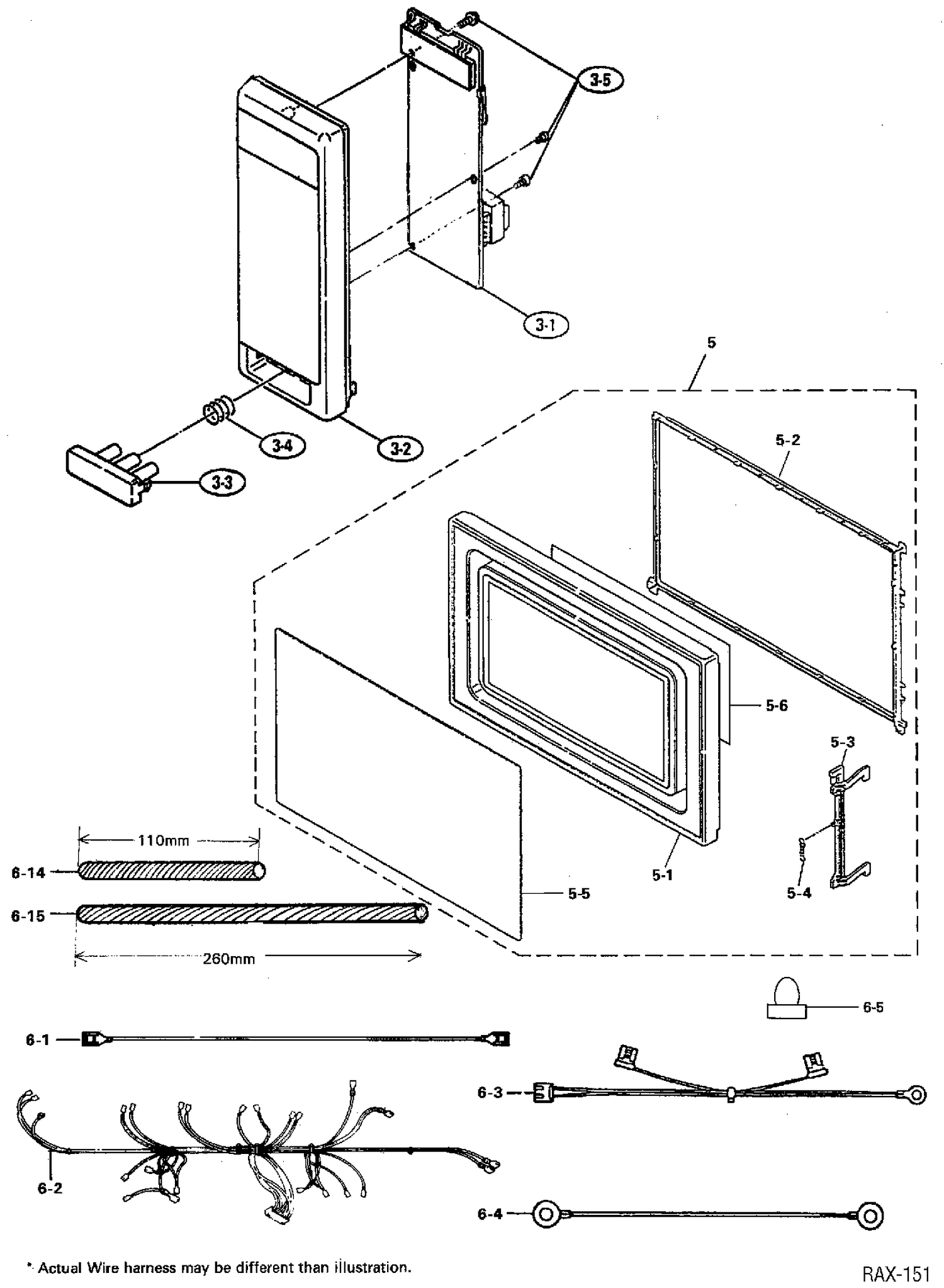 DOOR ASSEMBLY Diagram and Parts List for GSC1243W  General Electric Microwave