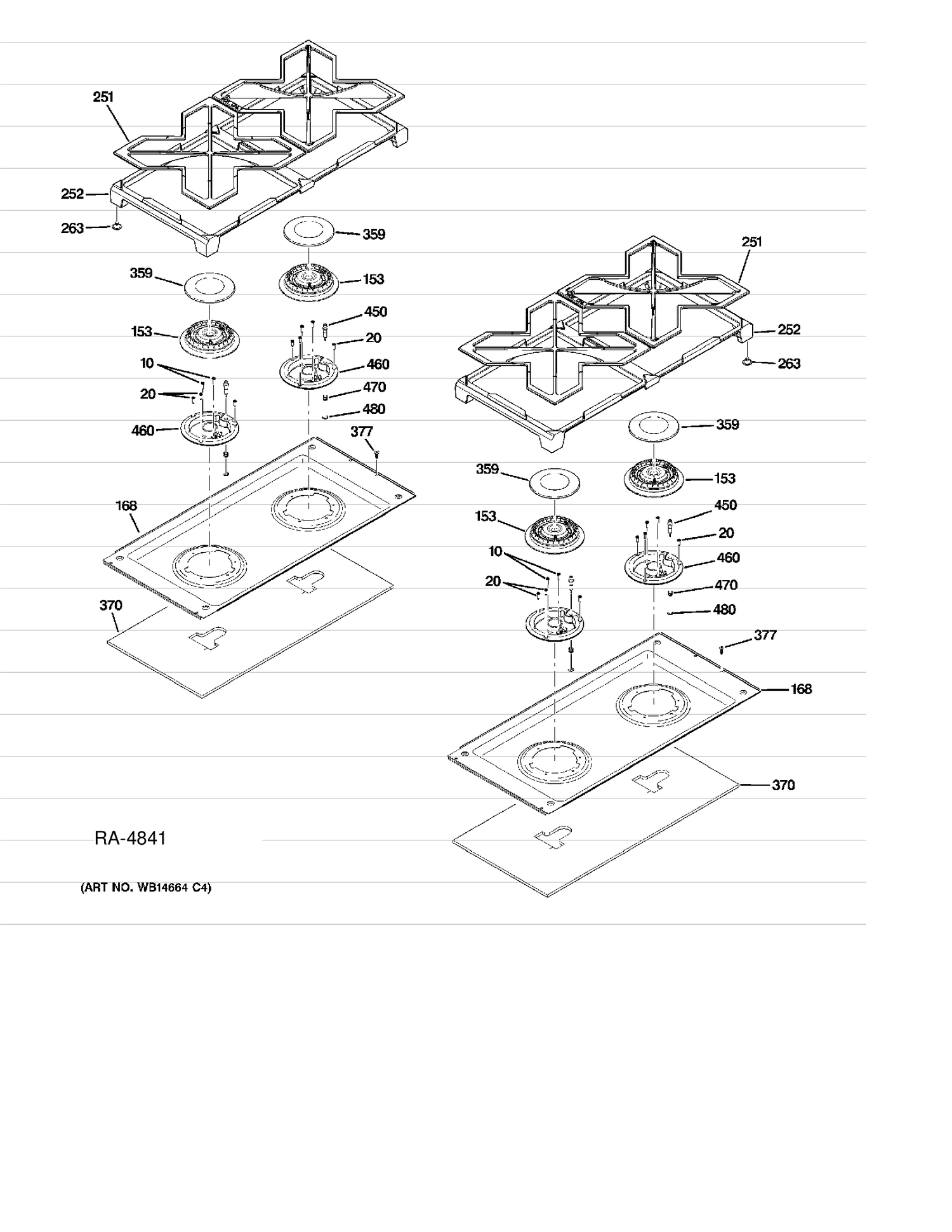 COOKTOP Diagram and Parts List for ZDP364NRP7SS  General Electric Range