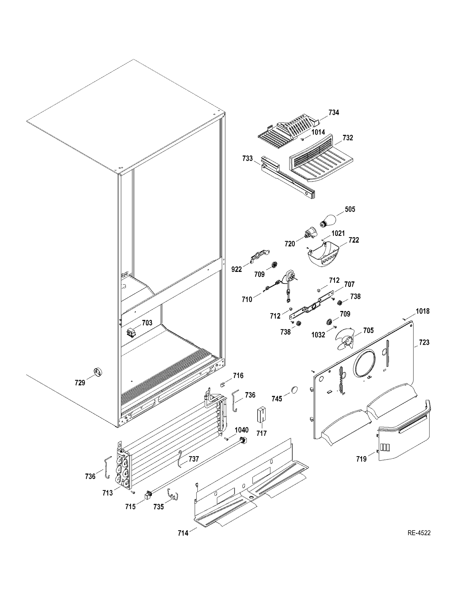 FZ SECTION Diagram and Parts List for GDRS0HBYERBS  General Electric Refrigerator