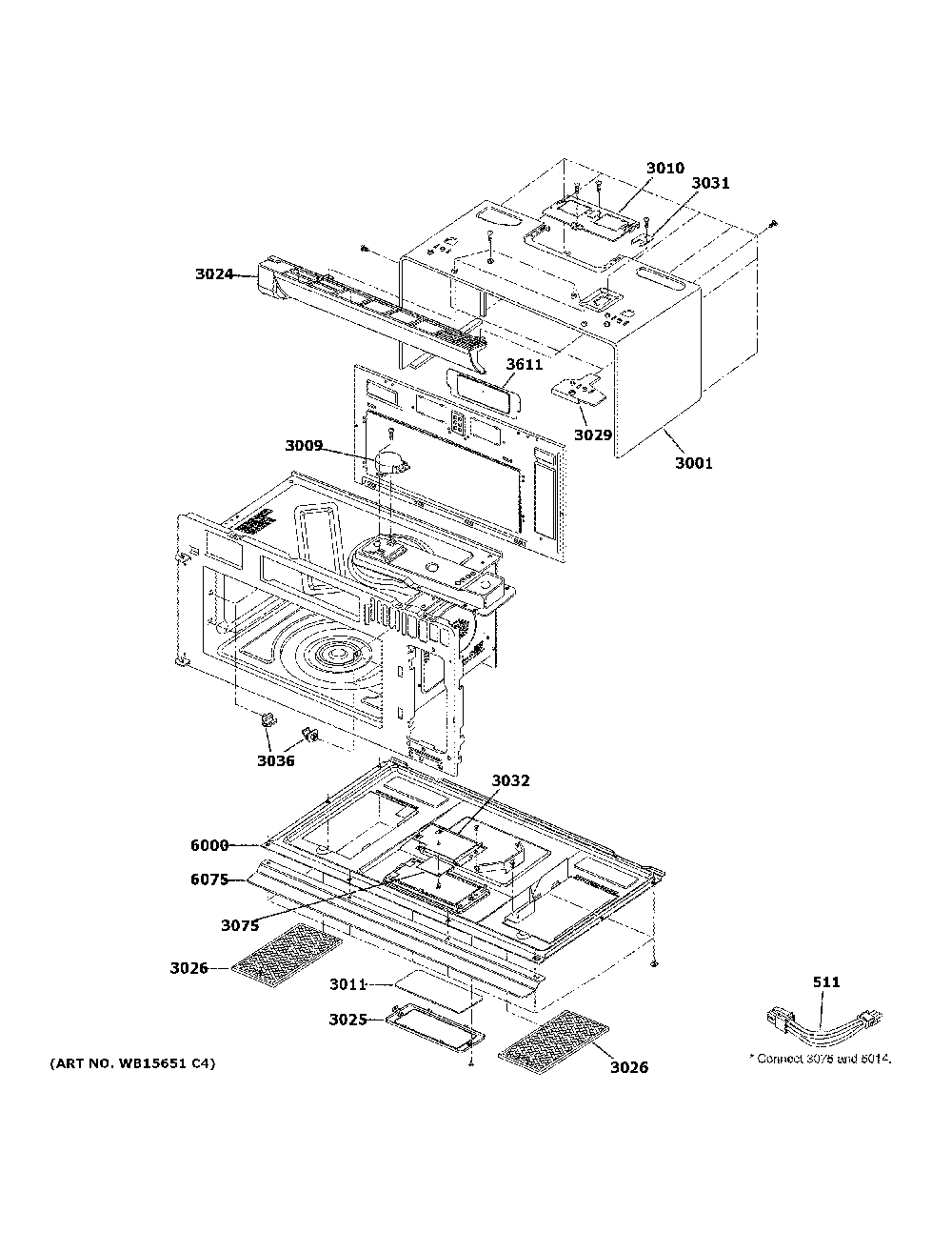 Oven cavity parts Diagram and Parts List for CVM517P2M5S1  General Electric Microwave