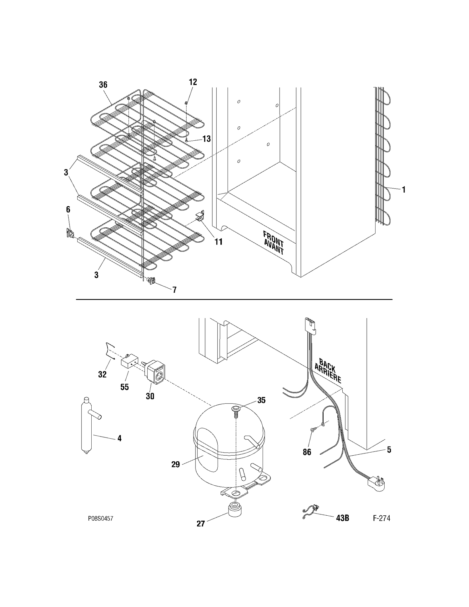 SYSTEM PARTS Diagram and Parts List for FUM14SVBRWW  General Electric Freezer