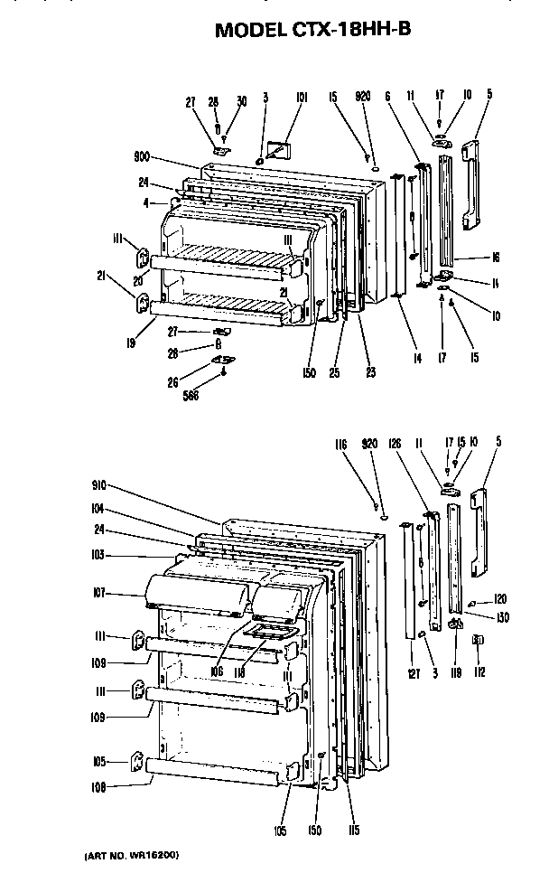 Doors Diagram and Parts List for CTX18HHB  Hotpoint Refrigerator