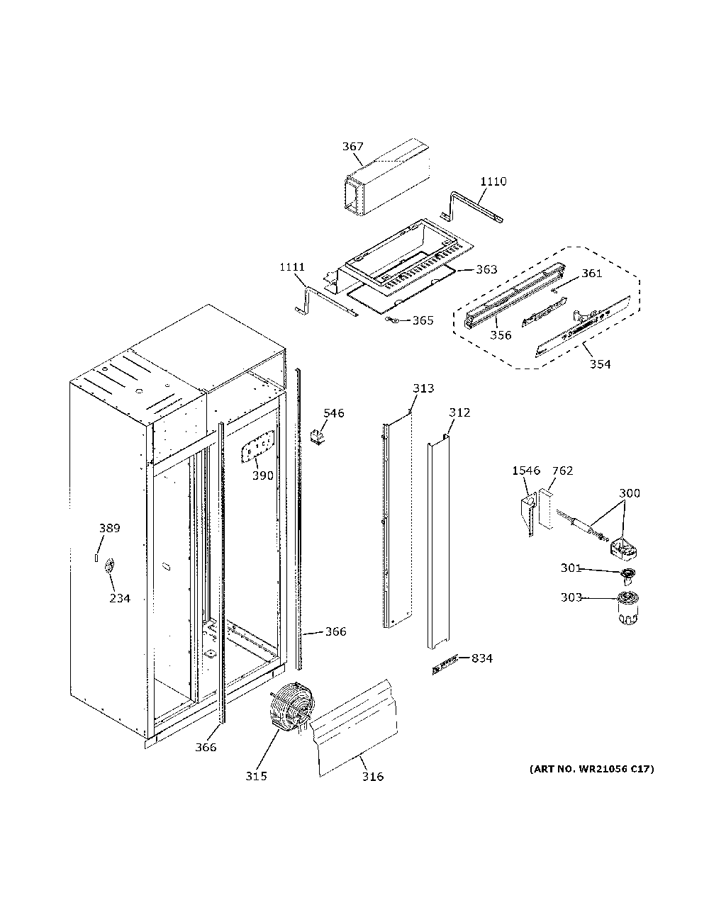 Fresh Food Section Diagram and Parts List for ZISB480DNKII  General Electric Refrigerator