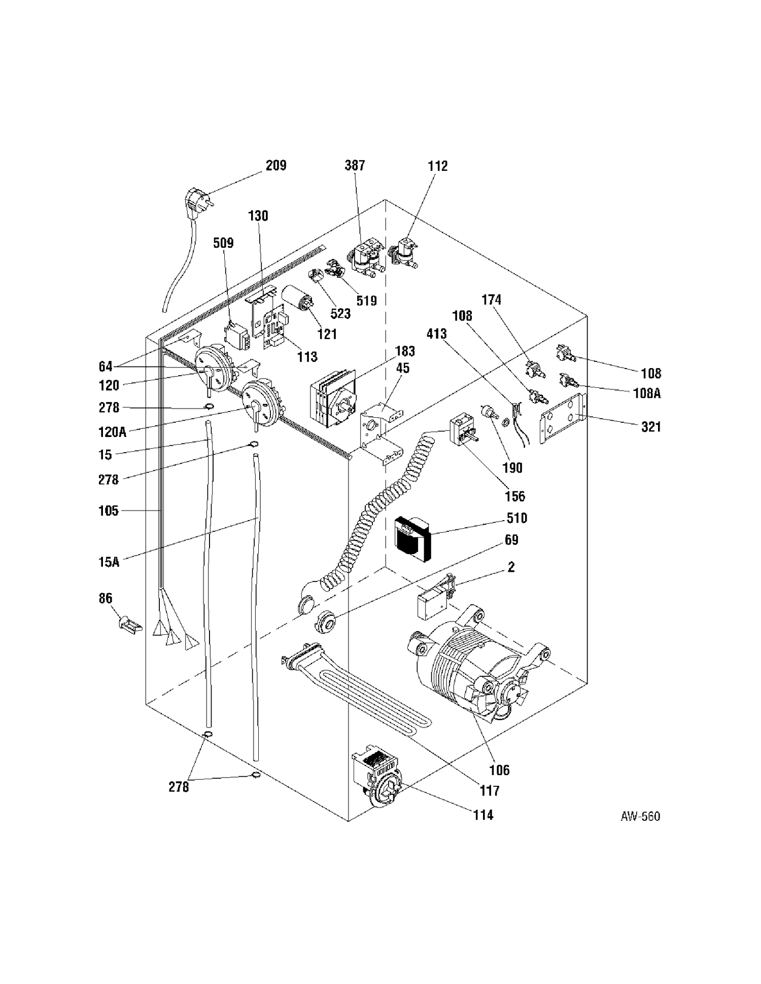 MOTOR & ELECTRICAL PARTS Diagram and Parts List for MCCH1120F0WW  General Electric Washer